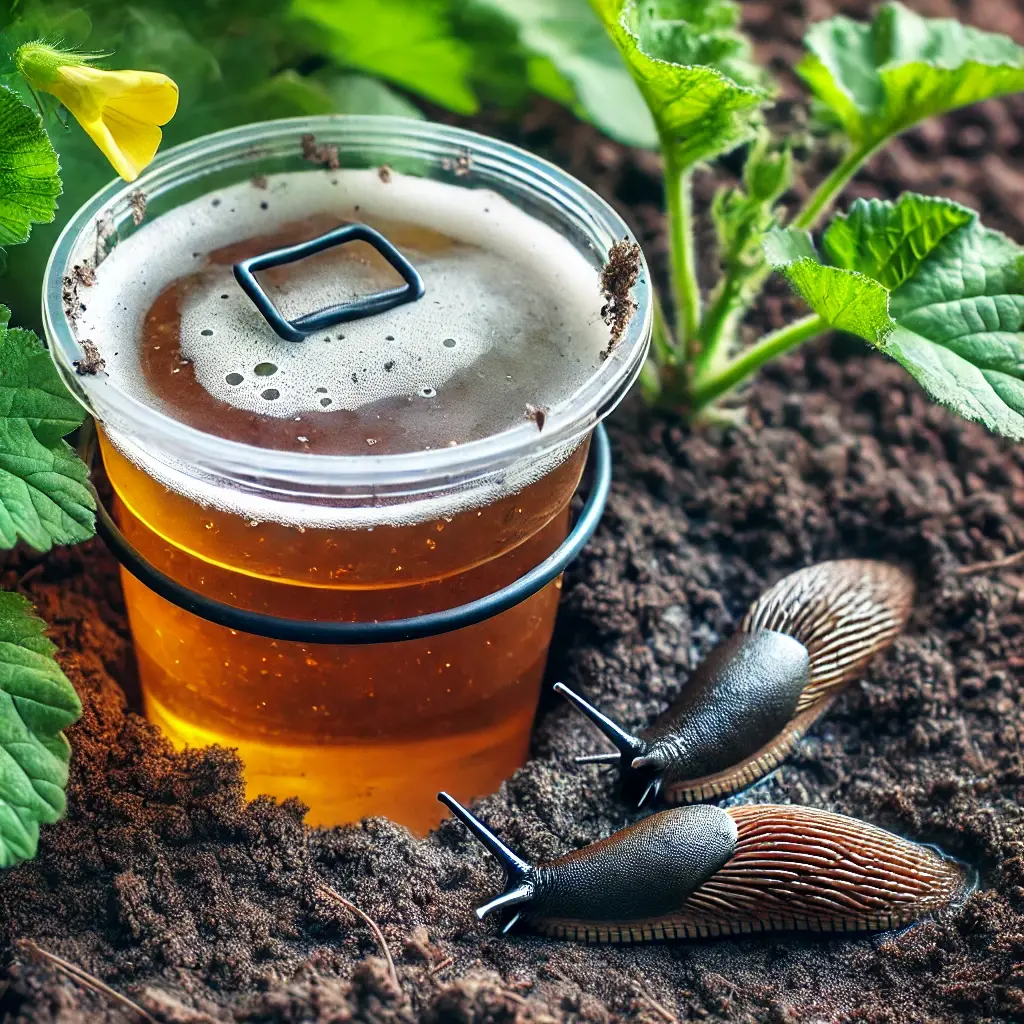 homemade beer trap against slugs
