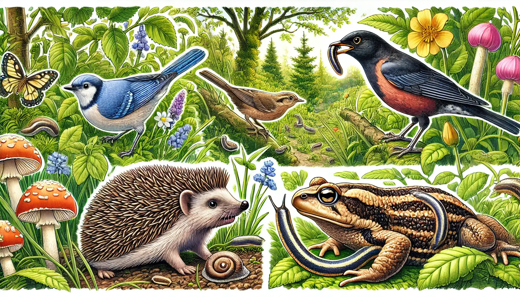 illustration showing the animals that eat slugs